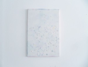 Jacopo Miliani, Untitled, 2014, spray acrilico e coriandoli su tela, 40x60 cm 